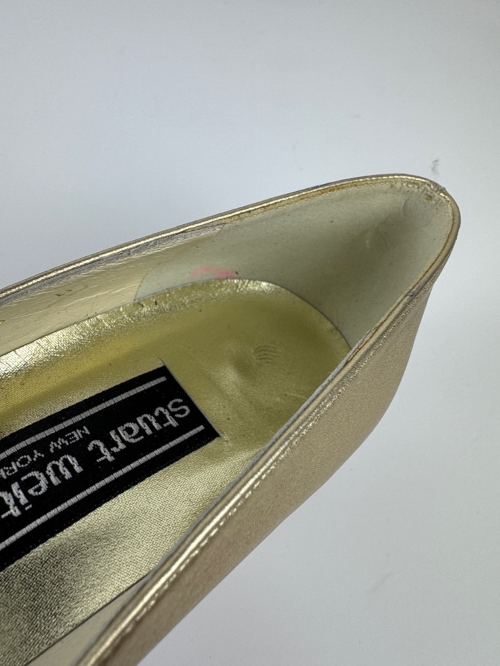 Stuart Weitzman Metallic Gold Pointed-Toe Pumps - Picture 13 of 13